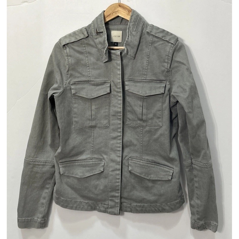 Women's Joe's Jeans Vail Gray Military Peplum Jacket Sz Med Epaulettes